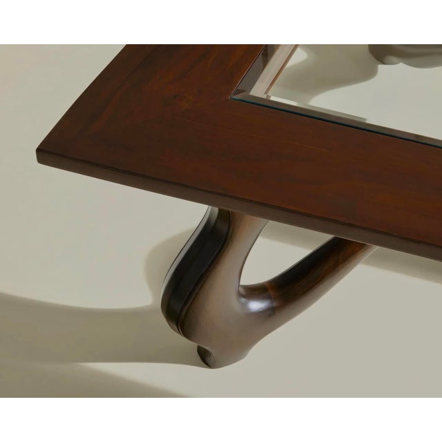 Sculptural Stained Walnut and Glass Coffee Table by Michael Maximo For Sale - Image 6 of 10