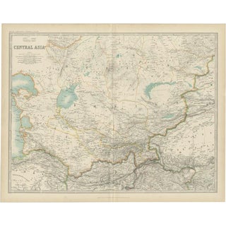 Antique Map of Central Asia by Johnston, 1909 For Sale