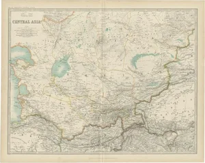 Antique Map of Central Asia by Johnston, 1909