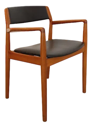 Vintage Scandinavian Armchair in Teak and Black Skai by Niels Otto Møller, 1960s
