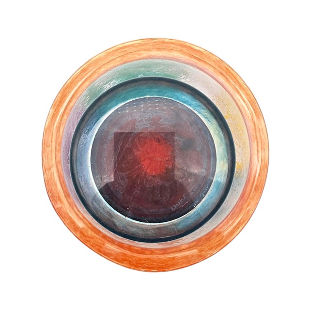 Late 20th Century Kosta Boda “Can Can” Compote Bowl by Kjell Engman, Signed Pastel Swedish Postmodern Art Glass For Sale - Image 5 of 14