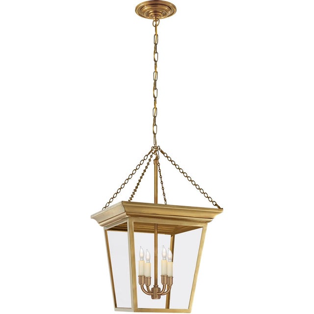 Cornice Small Lantern in Hand-Rubbed Antique Brass Designer: Chapman & Myers Min. Custom Height: 22.5" Canopy: 6" Round...