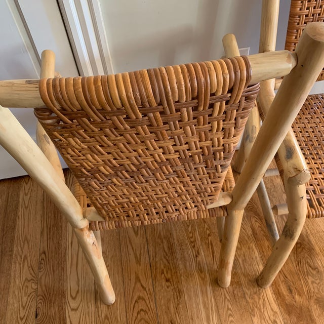 Late 20th Century Log Wood Chairs Rattan Seat and Backing For Sale - Image 4 of 12