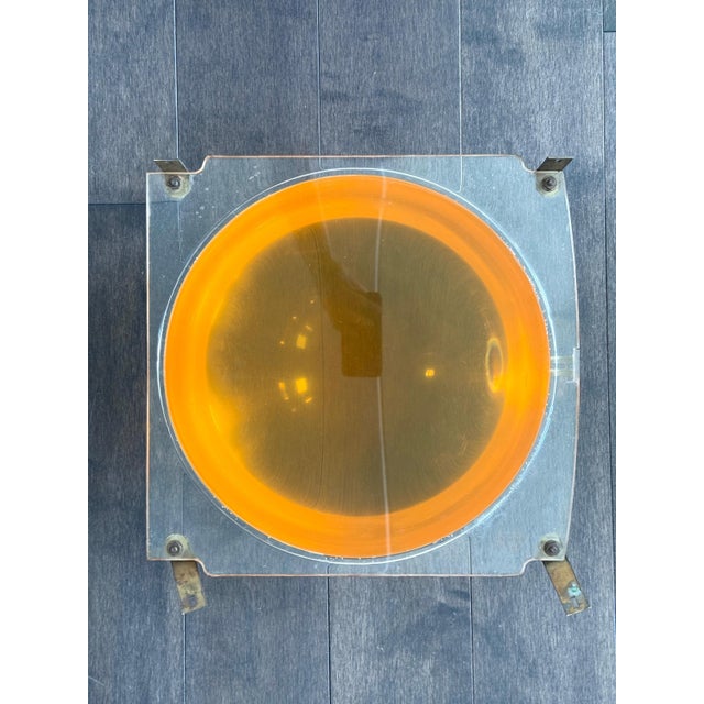 Vintage Space Age Amber Lucite 13 Inch Bubble Dome Wall Sculpture Pop Art Panel For Sale In Philadelphia - Image 6 of 13