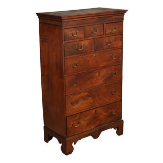Antique 18th Century American Walnut Tall Chest Of Drawers For Sale