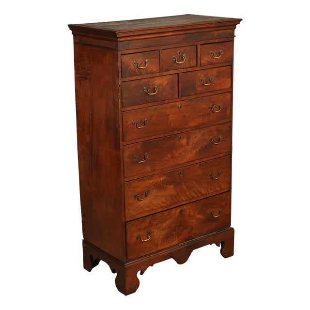 Antique 18th Century American Walnut Tall Chest Of Drawers For Sale
