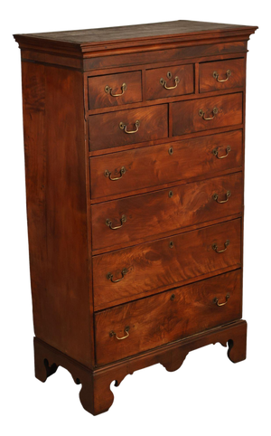 Antique 18th Century American Walnut Tall Chest Of Drawers