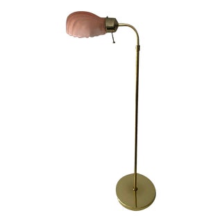 Mid 20th Century Italian Pink Glass Shell Shade Reading Floor Lamp For Sale
