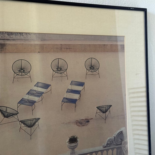 Mid-Century Modern Vintage Framed Photograph of Italian Patio For Sale - Image 3 of 5