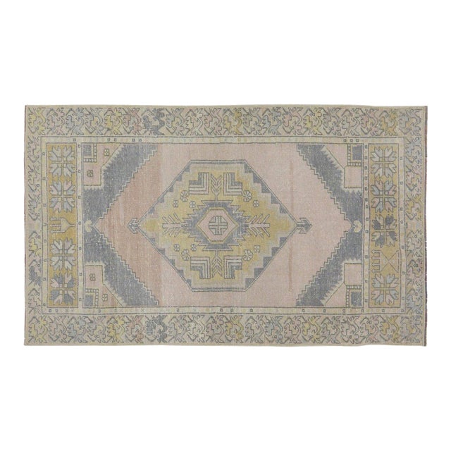 Vintage Turkish Anatolian Hand Knotted Wool Rug, 3'3''x5'4'' For Sale