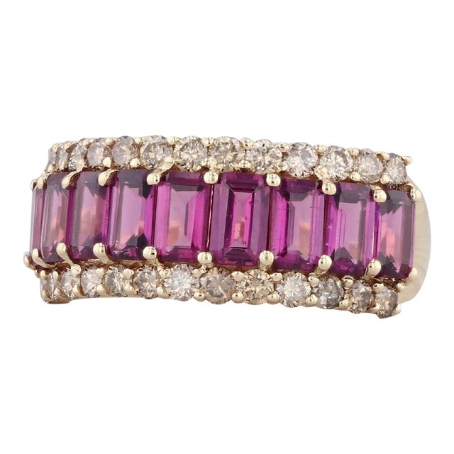 4.40ctw Garnet Champagne Diamond Ring 14k Yellow Gold Size 9.25 Stackable For Sale