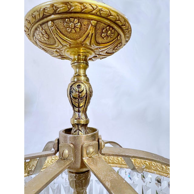 Vintage 1950s Italian Brass Basket Chandelier For Sale - Image 12 of 15