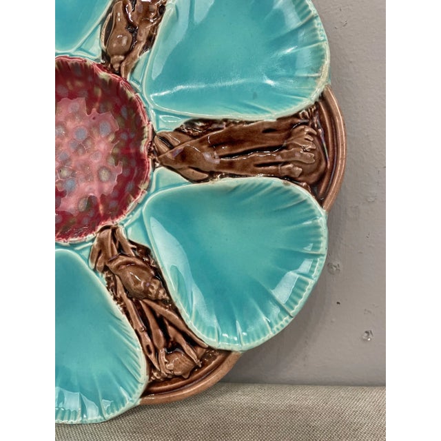 Ceramic Late 19th Century English Majolica Oyster Plate For Sale - Image 7 of 11