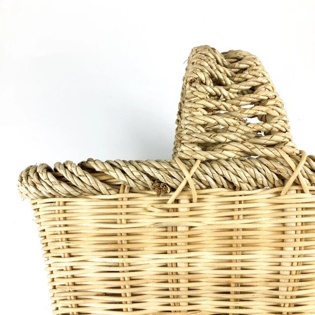 Tan Vintage Rustic Heavy Duty Farmers Basket For Sale - Image 8 of 13