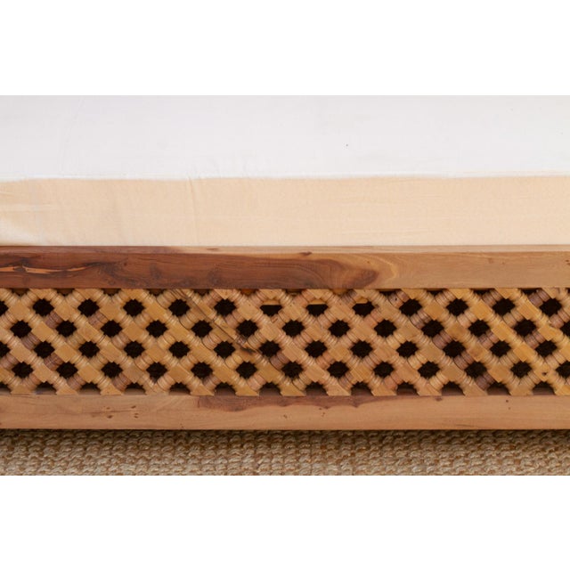 African 6' Long Mousharabi Reclaimed Teak Lounge Sofa For Sale - Image 3 of 11