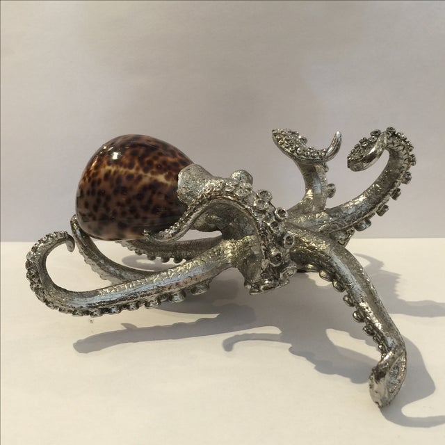 Vintage Metal & Shell Octopus Sculpture Chairish