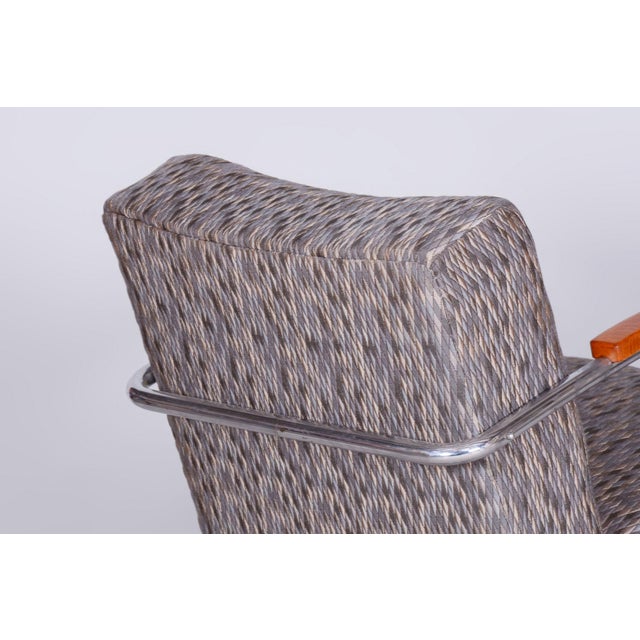 Wood Czech Bauhaus Armchair in Chrome and Beech attributed to Mücke Melder, 1930s For Sale - Image 7 of 10