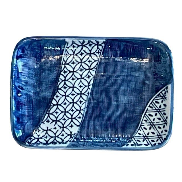 Japanese 1980s Japanese Blue & White Ceramic Sushi Snack Plates, Made in Japan for Takahashi For Sale - Image 3 of 9