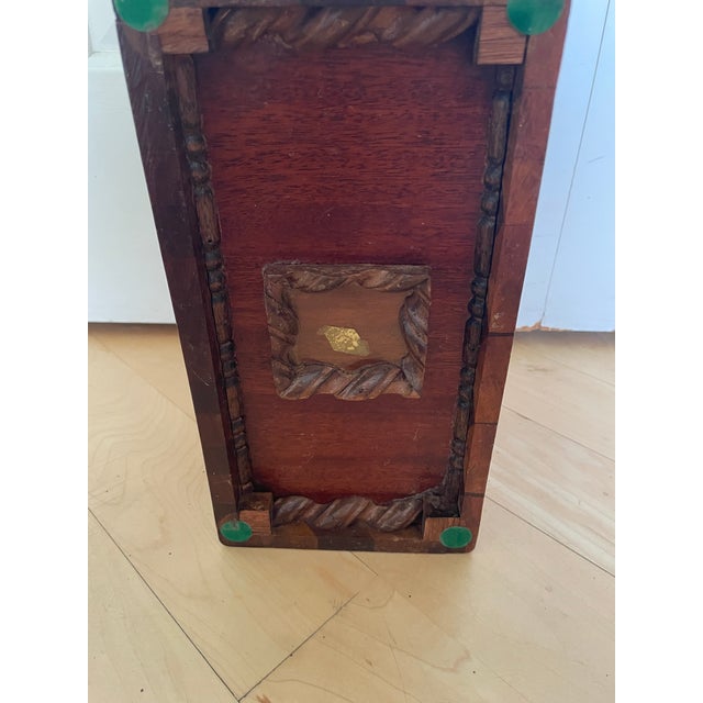 Handmade Antique Wooden Box With Geometric Herringbone Chevron Parquetry Inlay For Sale - Image 11 of 12