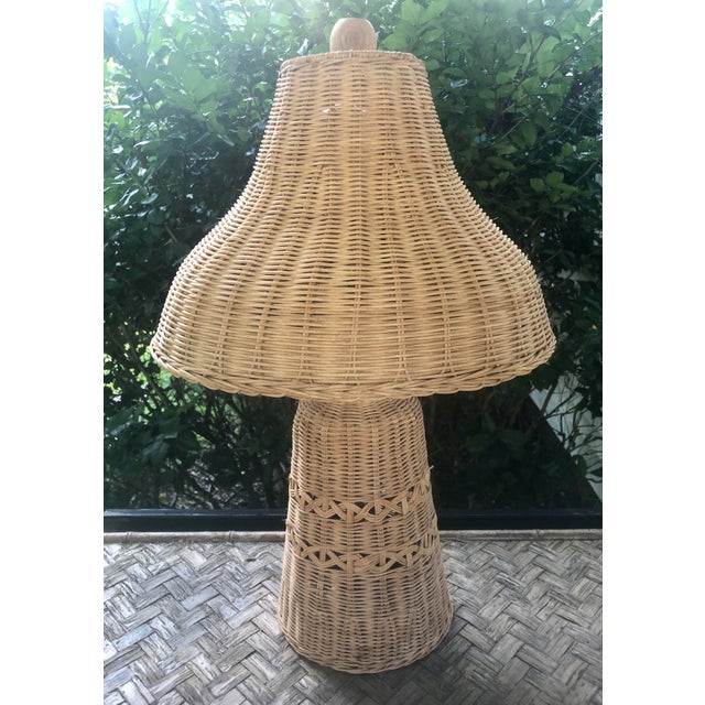Vintage Natural Woven Wicker Rattan Lamp With Matching Shade Chairish