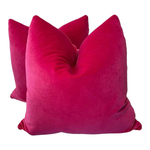 Hot Pink Cotton Velvet 22" Pillows-a Pair