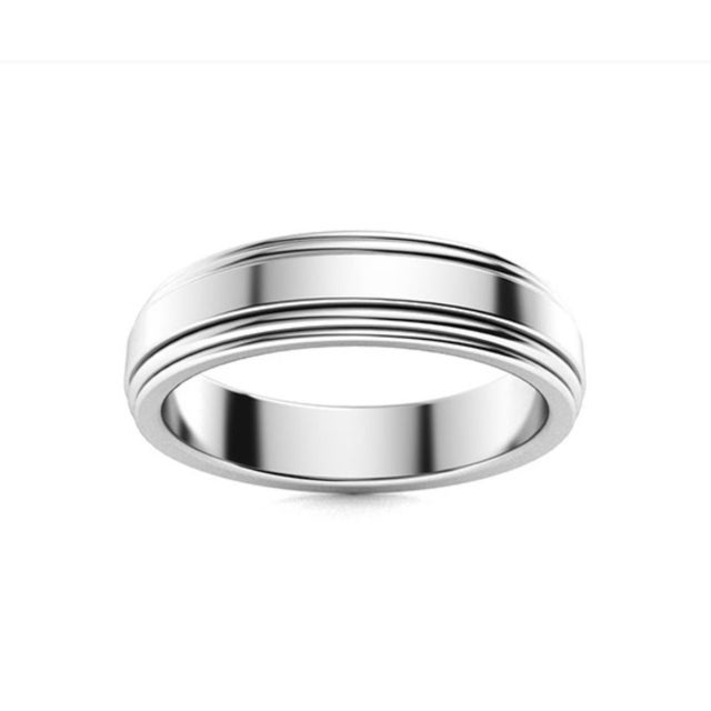 5.8 MM WIDE BEVELED EDGE Platinum Plain Wedding Band Ring 14.5 Grams, Estate For Sale - Image 17 of 18