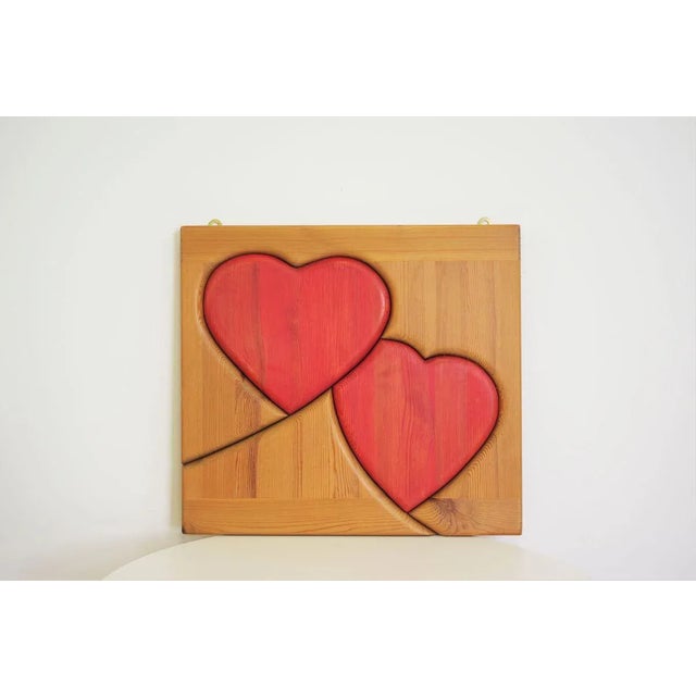 Handcrafted Painted Pinewood Panel, 1990s For Sale - Image 9 of 9