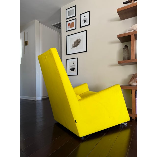 Mid-Century Modern Late 20th Century Ligne Roset Bold Yellow Chartreuse Microfiber Suede Lounge Chair, Made in France For Sale - Image 3 of 12