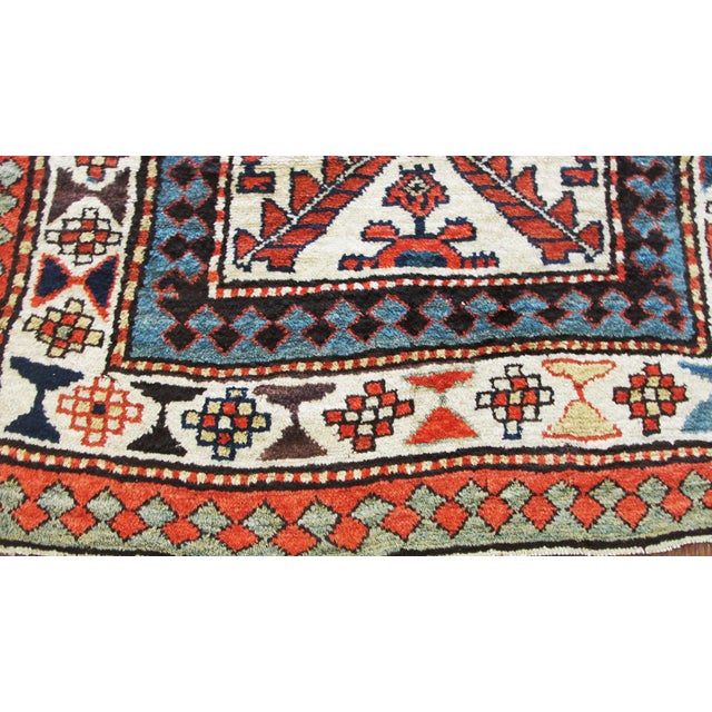 White Antique Kazak/ Caucasian Runner, 3'10" X 11'1" For Sale - Image 8 of 9