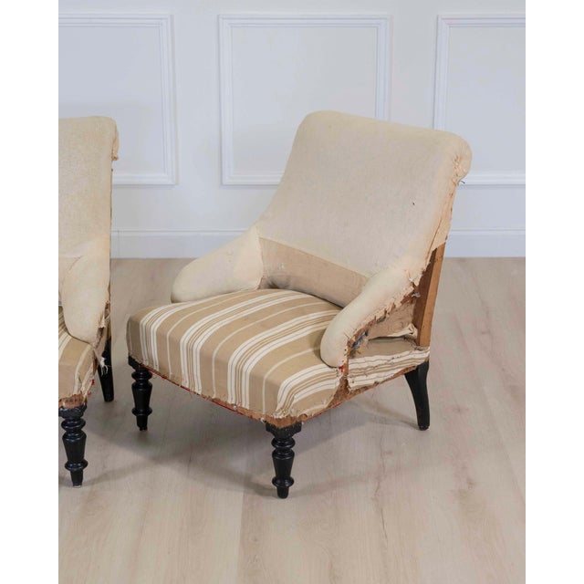 Pair of 19th Century French Scroll Back Chairs, Ready to Upholster For Sale - Image 4 of 9