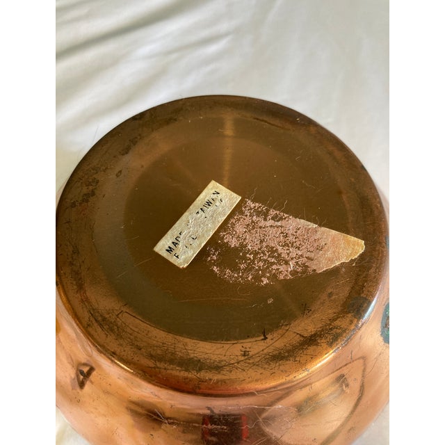 Metal Mid-Century Small Round Copper Planter For Sale - Image 7 of 7