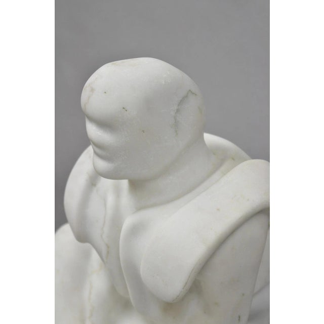 Vintage Seymour Shuren Modern White Carved Marble Male Soldier Figure Sculpture For Sale - Image 10 of 16