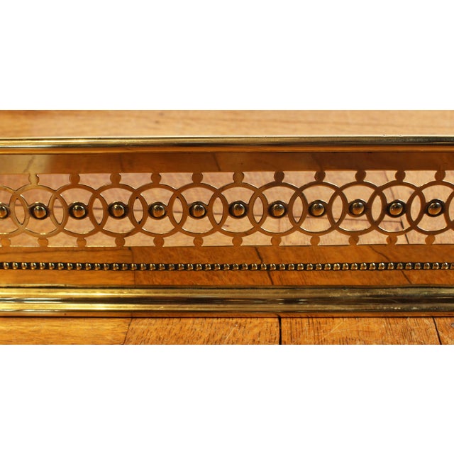 C.1870s English Pierced Brass Fireplace Fender For Sale - Image 4 of 5