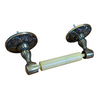 Vintage Gilt Metal Hollywood Regency Toilet Paper Holder For Sale