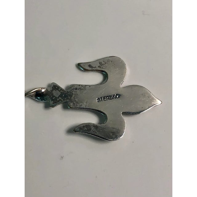 Antique Mop Sterling Fleur De Lis Caviar Spoon For Sale - Image 6 of 8