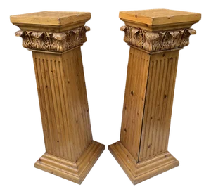 Carved Wood Storage Pedestals a Pair