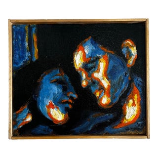Original Abstract Impressionist Oil Painting Entitled ‘Young Lovers’ by John Gwinn For Sale
