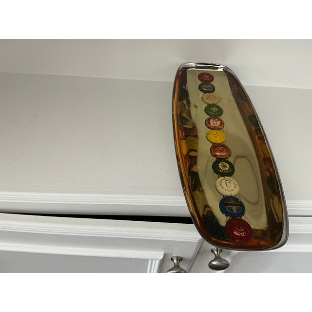 Tray With Embedded Champagne Capsules, Sealed Under a Clear Glossy Layer of Protective Resin For Sale In Chicago - Image 6 of 9