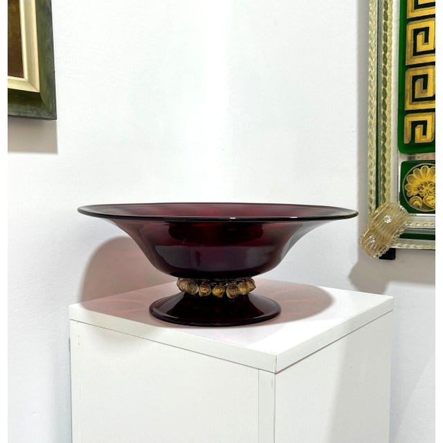 Price reduced $200. Now only $395! Beautiful deep red Murano Glass centerpiece attributed to Salviati. Vintage Venetian...