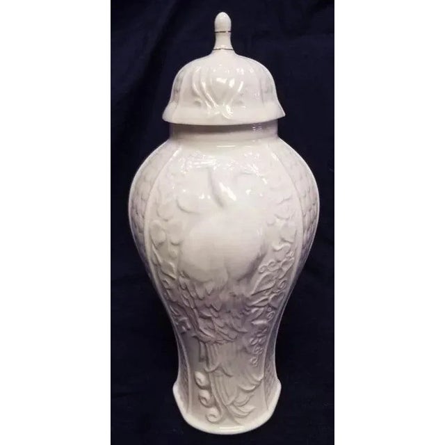 1990s Belleek Peacock & Flowers Porcelain Millennium Vase - Lid & Original Box For Sale - Image 5 of 7