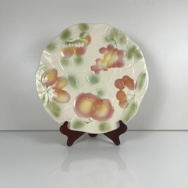 Cream Earthenware Cake or Serving Dish with Fruit Motif from Salins, 1960s For Sale - Image 8 of 8
