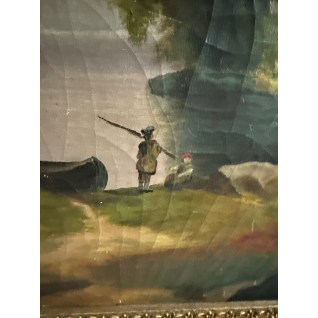 French Country Early 20th Century European Landscape Oil Painting in Ornate Gilt Frame For Sale - Image 3 of 10