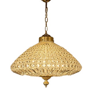 1960 French Artisan Gold Bronze Crystal Chandelier For Sale