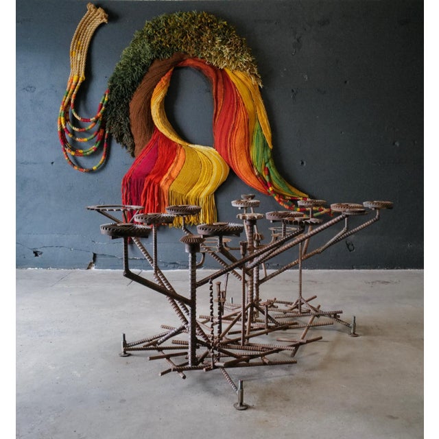 Transparent 1980s Glass Top Dining Table with One of a Kind Steel Rebar Base For Sale - Image 8 of 17