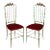 Pair of 1960s Italian Brass Chiavari Side Chairs With Red Velvet Seats For Sale