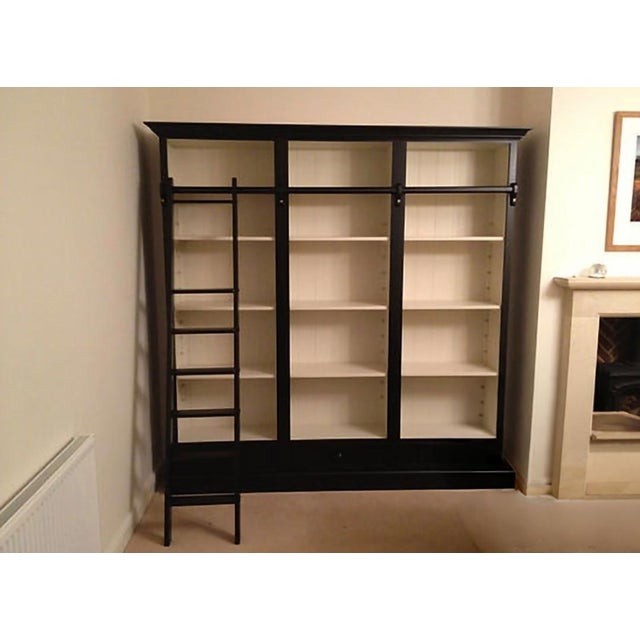 Early 21st Century Black Lacquered Stanton Bookcase with Ladder from Coach House, 2010s For Sale - Image 5 of 5