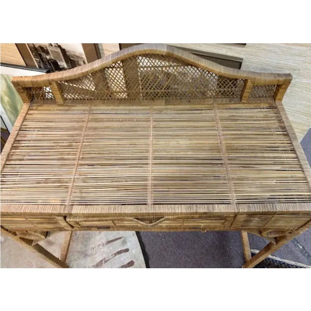 Mid-Century Modern Mid Century Wicker and Rattan Desk - Vanity For Sale - Image 3 of 6