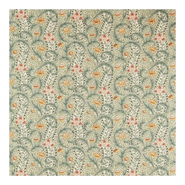 Morris & Co. Wild Tulip & Vine Fabric in Beayleaf/Ochre For Sale