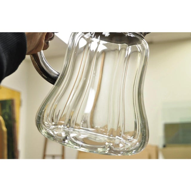 Antique Victorian German Silver Plated Crystal Glass Lemonade Water Pitcher For Sale - Image 4 of 13
