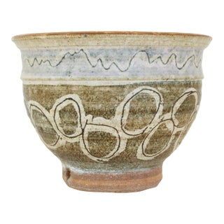 Swirl Motif Mid-Century Art Pottery Planter/Mended For Sale